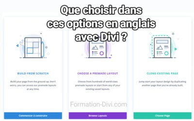 Divi : use existing content, build from scratch, traduction